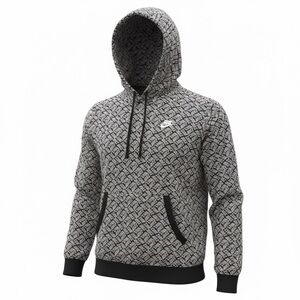 Nike NSW Sports Essentials AOP Fleece Hoodie Black Men’s M  - Swoosh